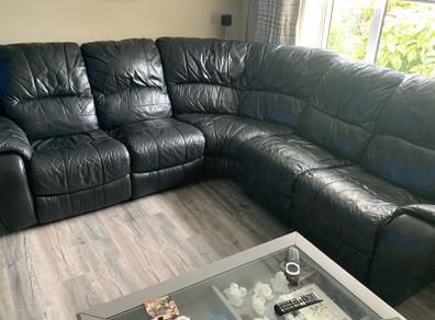 Black Leather Corner Sofa