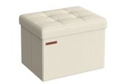 Folding Stool with Storage 31 x 41 cm cream white