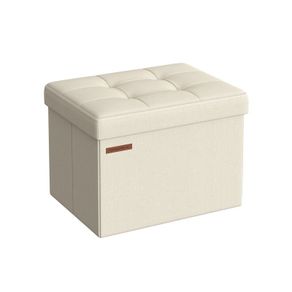 Folding Stool with Storage 31 x 41 cm cream white