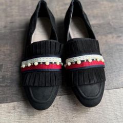 Kurt Geiger London 5/38 UK Black Suede Loafers Gives such a Gucci vibe