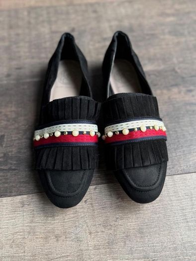 Kurt Geiger London 5/38 UK Black Suede Loafers Gives such a Gucci vibe