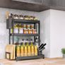 BRAND NEW Seasoning Jars Bottle Shelf Kitchen Organizer Storage Holder 2 Layers Black Image 3