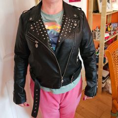 black leather jacket with studs