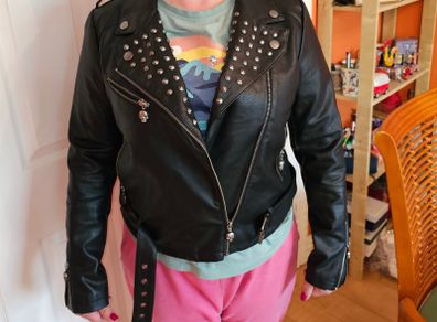 black leather jacket with studs