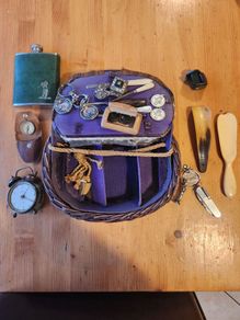 25 X Small Collectable Items In Small Wicker Basket.