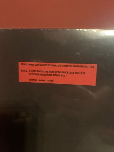 U2 3-D Dance Mixes 12 Inch Vinyl Record Sealed - New