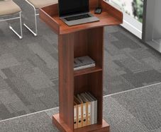 Podium Standing Desk Floor Standing Church Pulpit Stand with Wide Reading Surface and Storage Shelf,Wood Podium Classroom Lectern Stand Customer Reception Podiums Desk