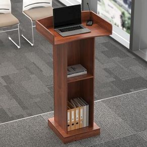 Podium Standing Desk Floor Standing Church Pulpit Stand with Wide Reading Surface and Storage Shelf,Wood Podium Classroom Lectern Stand Customer Reception Podiums Desk