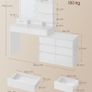 Dressing Table with Mirror and LED Lighting, Dressing Table 9 Bulbs, 8 Drawers, 3 Shelves, 3 Light Colours, Straight or L-shaped, Cloud White Image 2