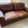 2 x Brown Leather 2-Seater Sofas Image 3