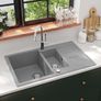 Granite Kitchen Sink Double Basin Grey Image 2