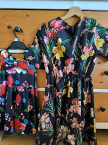 Matching Black Floral Dresses