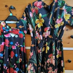 Matching Black Floral Dresses