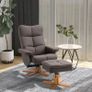 Relax Armchair with Footstool, Storage, Padded TV Chair with Reclining Function, 360 Swivel TV Chair for Bedroom, Living Room, Artificial Leather, Brown Image 2