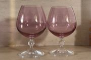 Pair of Lednicke Rovne Slovakia Pink Brandy Glasses