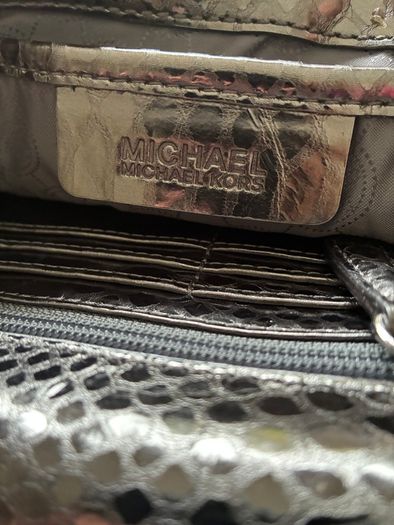 Michael Kors metallic snakeskin effect clutch bag