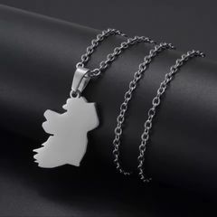 60 centimetre length Stainless Steel Ireland Map Pendant Necklace