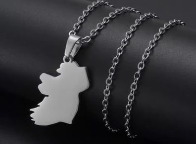 60 centimetre length Stainless Steel Ireland Map Pendant Necklace