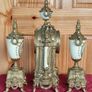 vintage ceramic, brass mantel clock. Working perfectly. Image 6