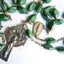 Vintage Irish Celtic Green Shamrock Rosary Beads ERIN Image 2