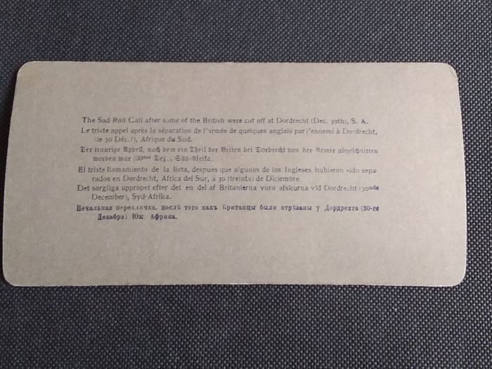Boer War : Stereoscopic Photo Card " The Sad Roll Call  " 1900s