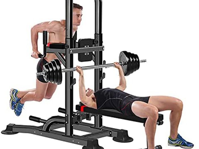 _Power Tower without Bench Home Multi Gym Pull Up Bar Dip Station, Multifunctional Bodybuilding Power Station, Strength Training Fitness Exercise Equipment for Home, Gym, Office