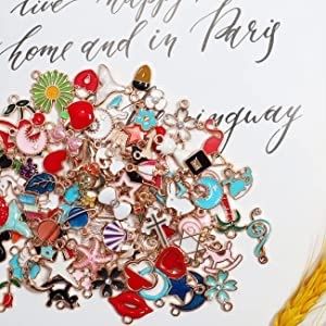 100Pcs Wholesale Bulk Lots Jewelry Making Charms Assorted Gold Plated Enamel Pendants for DIY Necklace Bracelet Earring Craft Supplies