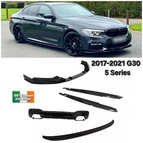 For Bmw G30 G31 5 Series Full Body Kit Gloss Black Front Lip Diffuser Spoiler M Sport 2017- 2021