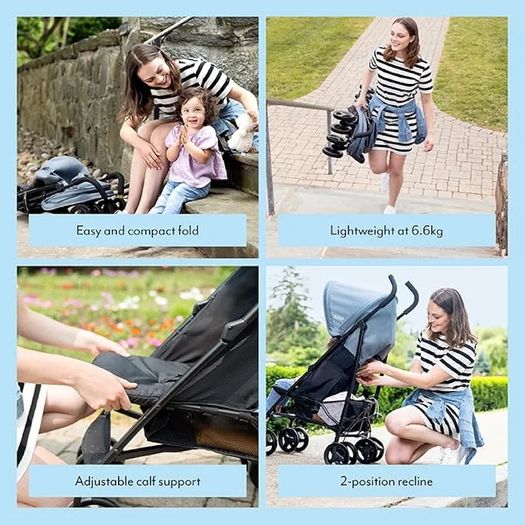 ultimate easy-to-use lightweight stroller at only 6.6kg for on-the-go families. Suitable from birth to approx. 3 years (15kg), Midnight fashion, Black