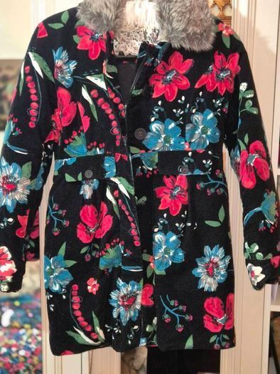 Stunning Catimini Designer Floral Winter Coat, Age 11/12 154cm A,V
