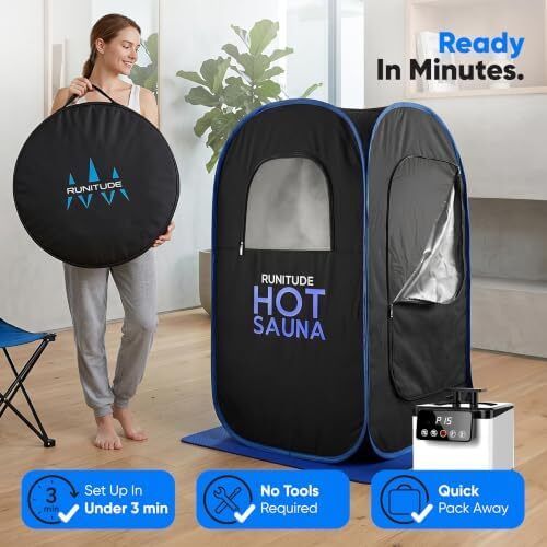 Portable Sauna Steam Pop-Up Tent 1000W 2.6 Litre Generator 2X Protective Floor Mats