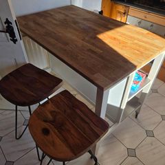 Kitchen island and high stools