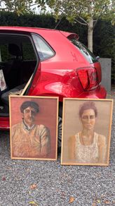 Vintage Portrait of a Man and Woman | Original Sketched Artwork | Buenos Aires