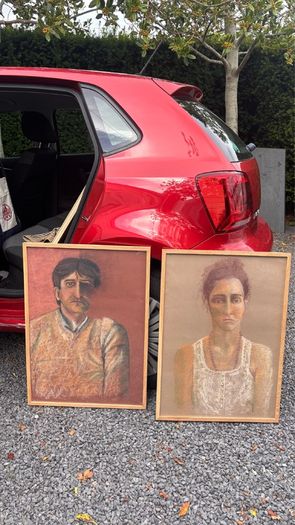 Vintage Portrait of a Man and Woman | Original Sketched Artwork | Buenos Aires