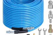 15M High Pressure Washer Hose Kit Compatible with Karcher K2-K7 Bosch Lavor Nilifisk Series Pressure Washer, 400Bar/5800PSI Sewer Jetting Hose Kit with 4 Adapters &amp; 4 Nozzles, Kink Resistant