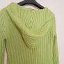 Ichi Lime Green Hooded Ribbed Knit Open Front Cardigan Size M Image 8