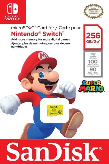 SANDISK micro SD card licensed for Nintendo Switch consoles, 256GB Super Mario Superstar edition (up to 100 MB/s, Nintendo gaming storage, UHS-I, Class 10, V30, U3)