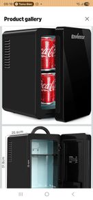 Enventor Mini Fridge 6 Litre, 8 Can Mini Fridges for Bedrooms, AC+12V DC Power Cooler & Warmer, Portable Small Fridge for Car, Travel, Home/Skincare, Makeup, Cosmetics/Drinks, Fruit, Food, Black