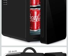 Enventor Mini Fridge 6 Litre, 8 Can Mini Fridges for Bedrooms, AC+12V DC Power Cooler & Warmer, Portable Small Fridge for Car, Travel, Home/Skincare, Makeup, Cosmetics/Drinks, Fruit, Food, Black