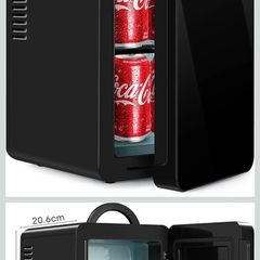 Enventor Mini Fridge 6 Litre, 8 Can Mini Fridges for Bedrooms, AC+12V DC Power Cooler & Warmer, Portable Small Fridge for Car, Travel, Home/Skincare, Makeup, Cosmetics/Drinks, Fruit, Food, Black