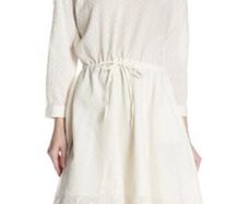 The Kooples Women's White Stitched Dots Embroidered Lace Cottagecore Dress M