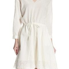 The Kooples Women's White Stitched Dots Embroidered Lace Cottagecore Dress M