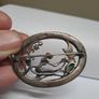 Vintage Marcasite & Green Cabochon Brooch Image 5