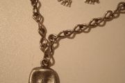 Handmade upcycled elephant pendant and earring set