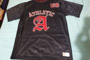 rebel athletic navy blue red shirt