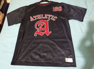 rebel athletic navy blue red shirt