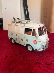 Vintage Style Tin Model VW Camper Van  Flower Power Edition