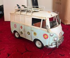 Vintage Style Tin Model VW Camper Van  Flower Power Edition