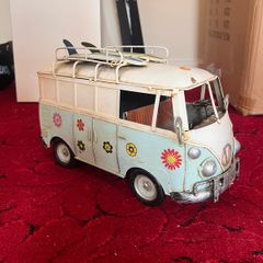 Vintage Style Tin Model VW Camper Van  Flower Power Edition