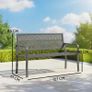 2-Seater Metal Garden Bench Weatherproof Outdoor Bench with Rust-Resistant Backrest, Geometric, up to 240 kg Image 2
